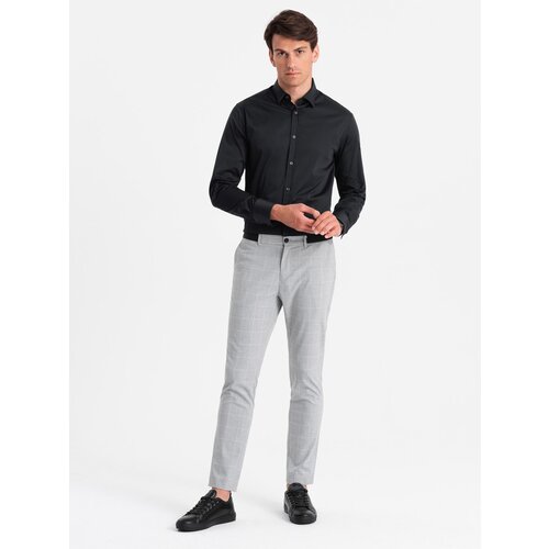 Ombre Classic men's SLIM FIT shirt in satin fabric - black Slike