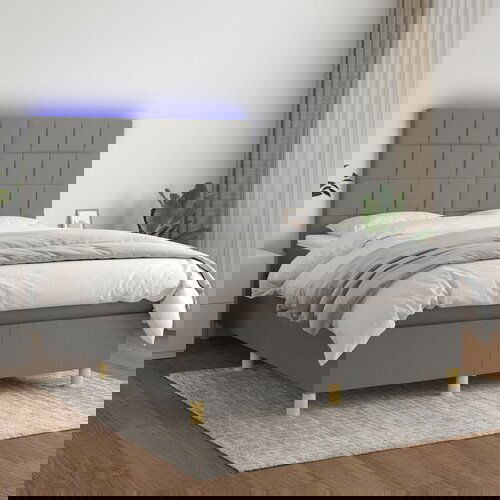 The Living Store Box spring postelja z vzmetnico LED temno siva 140x200 cm blago - Box Spring Postelja, (21503765) Slike