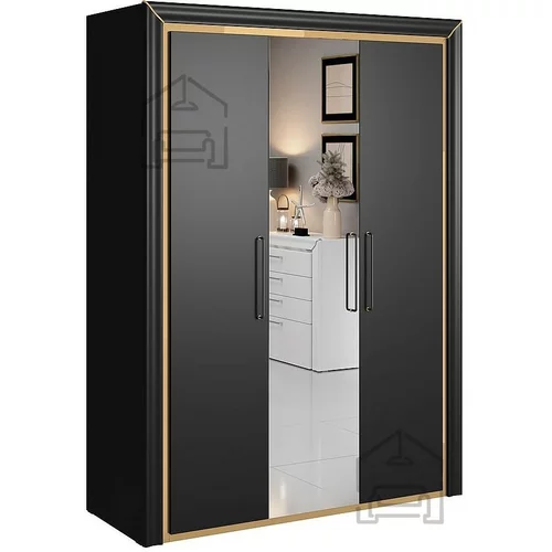 Helvetia meble Garderobna omara Arno 3D z ogledalom - črna - 24W0LF19
