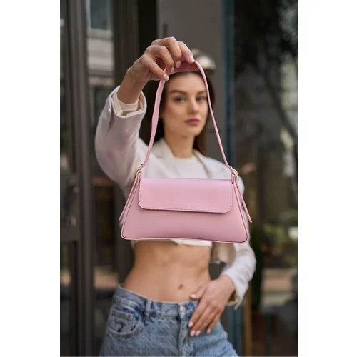 Madamra Candy Pink Women's Alba Simple Design Clamshell Clutch Bag -