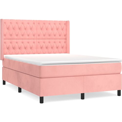 Maison Chic Box spring postelja - Vzmetna postelja z vzmetnico roza 140x190 cm žamet SL14968, (21882725) Cene