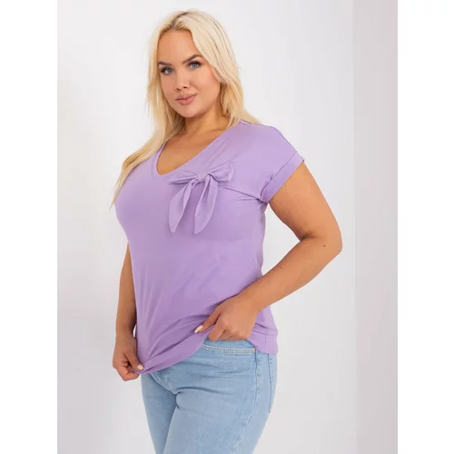 Fashion Hunters Purple plus size blouse with short sleeves