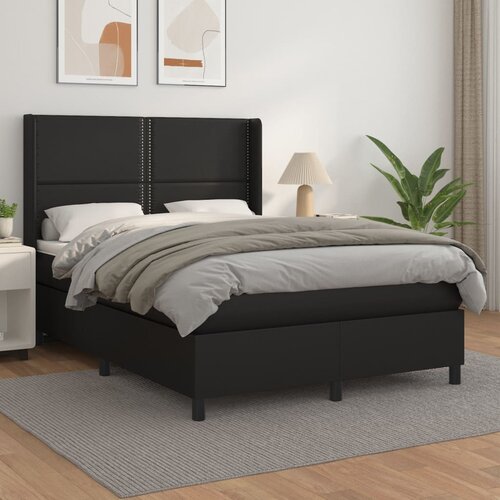 The Living Store Box spring postelja z vzmetnico črn 140x200 cm umetno usnje - Box Spring Postelja, (21516424) Slike