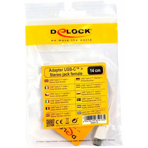 Delock Adapter-AVDIO USB Tip-C - Jack 3,5Ž stereo 14cm bel 65913 Slike
