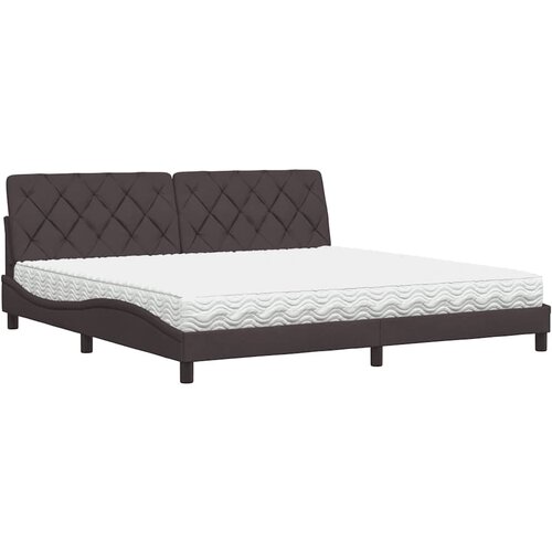 VidaXL Krevet s madracem tamnosmeđi 200x200 cm od tkanine - Tamno smeđa 200 x 200 cm Slike