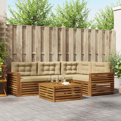  Set vanjskih sofa 5 kom. Prirodna i bež Slike