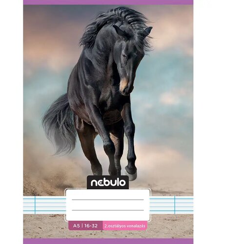 NEBULO spajalica bilježnica za 2. razred, A5, 16-32, s linijama, s motivom konja Cijene