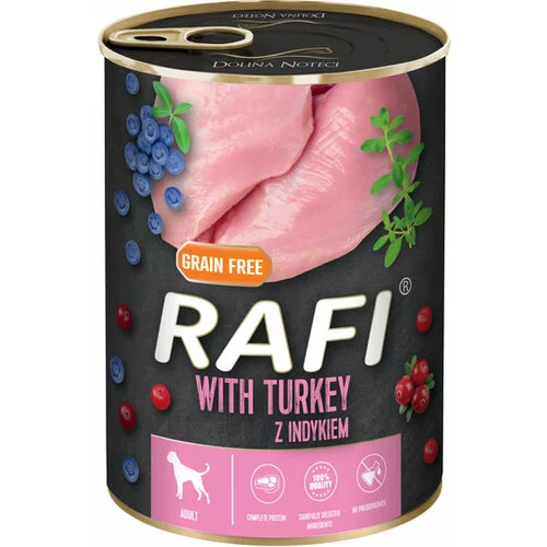 Rafi mokra hrana za pse, puran, borovnica in brusnica, 12x80