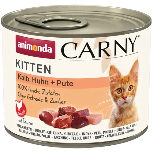 Animonda Carny Kitten 12 x 200 g - Teletina, piščanec & puran