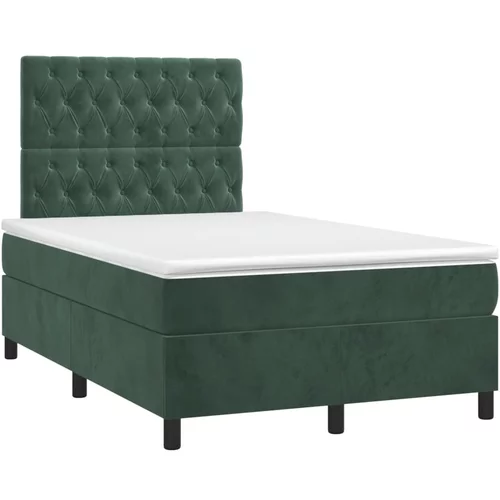 vidaXL Box spring postelja z vzmetnico temno zelen 120x190 cm žamet, (21112150)