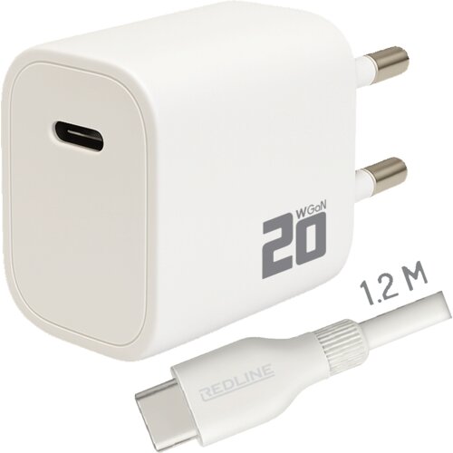 Redline Punjač sa USB-C to USB-C kablom, brzi, 20W - PD202C+CC1.2M Slike