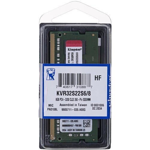 Kingston 8GB 3200MT/s DDR4 Non-ECC CL22 SODIMM 1Rx16 EAN: 740617310887 Cijene