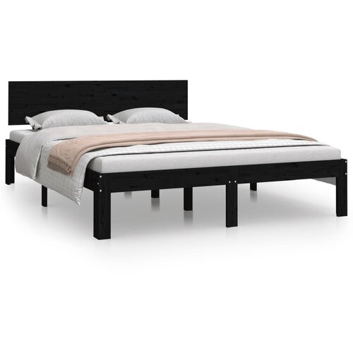 VidaXL Posteljni okvir črn iz trdnega lesa 150x200 cm 5FT, (20643898) Slike