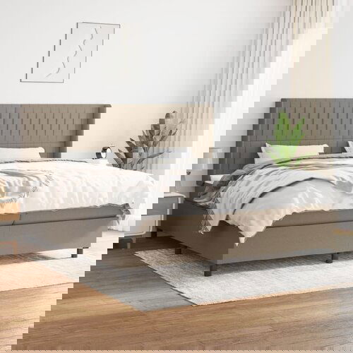  The Living Store Box spring postelja z vzmetnico taupe 200x200 cm blago - Box Spring Postelja, (21496899) Slike
