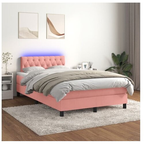 vidaXL Krevet box spring s madracem LED ružičasti 120x200cm bar&scaron;unasti Cijene