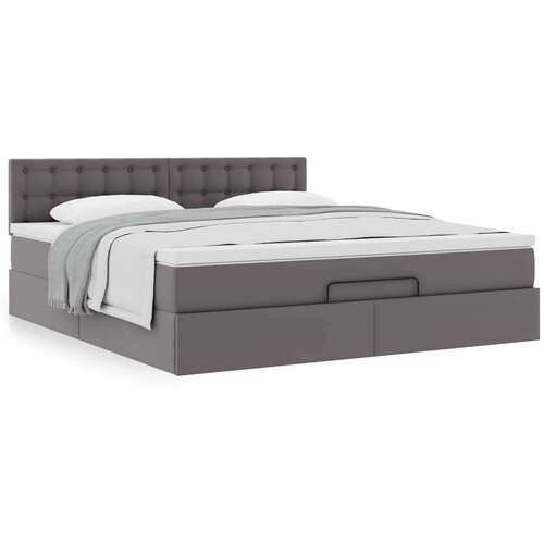 VidaXL otomanski okvir kreveta s madracem sivi 180x200cm umjetna koža Slike