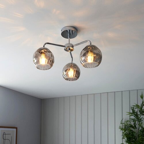 Endon 97971 - plafonski luster dimple 3xE14/25W/230V sjajni hrom/zadimljeno siva Slike