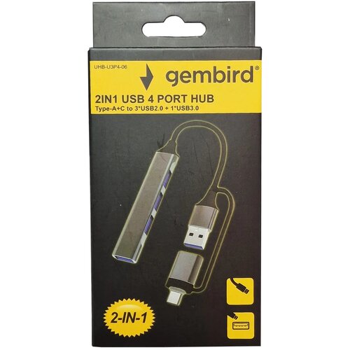 Gembird UHB-U3P4-06 ** Hub Tip-A+C, 3xUSB2.0, USB3.0, Aluminijumski Cene