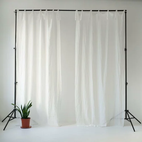 Linen Tales bijela lanena lagana zavjesa s petljama Daytime, 275 x 130 cm