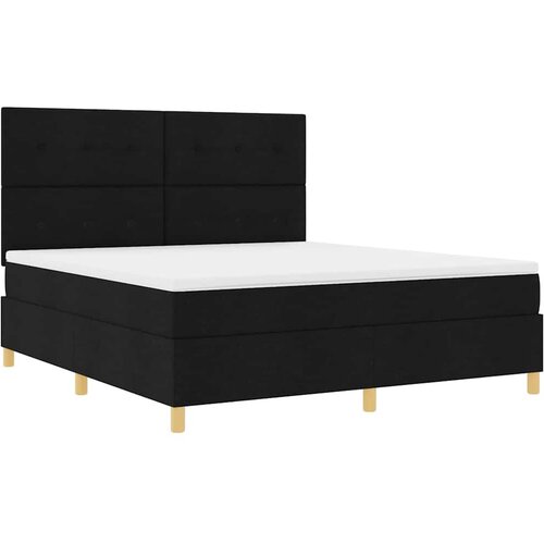  LED Box Spring Krevet s uzglavljem Crna 180 x 200 cm tkanina Slike