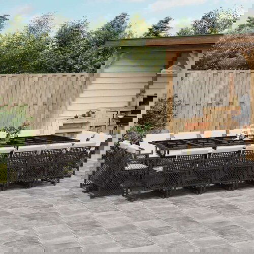 VidaXL 17-dijelni vrtni blagovaonski set s jastucima poliratan crni Slike