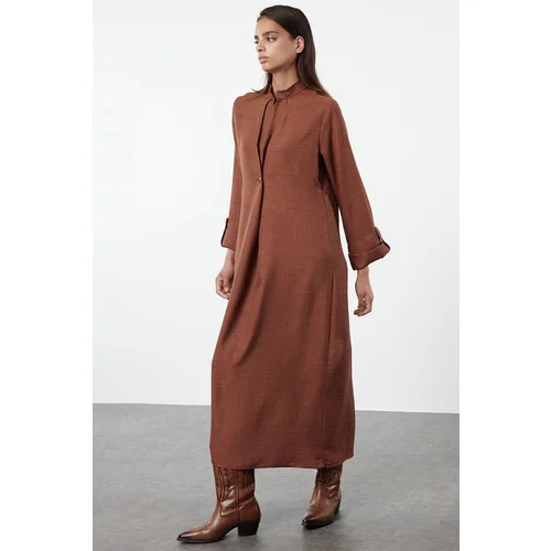 Trendyol Brown Linen Look Woven Kimono & Kaftan Dress