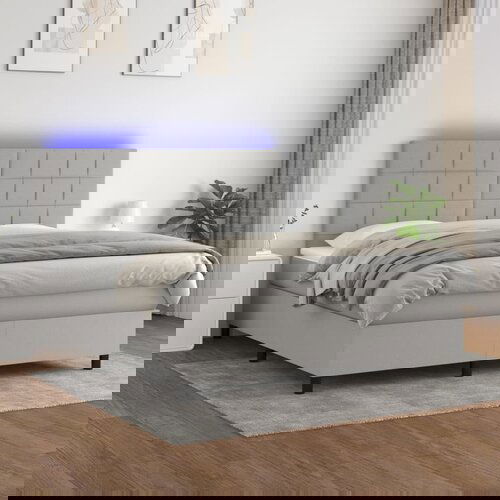 The Living Store Box spring postelja z vzmetnico LED sv. siva 180x200 cm blago - Box Spring Postelja, (21515135) Slike
