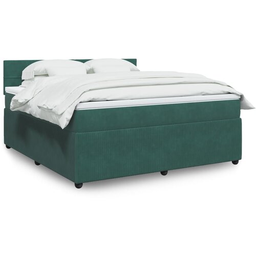 vidaXL Box spring postelja z vzmetnico temno zelena 180x200 cm žamet Cene