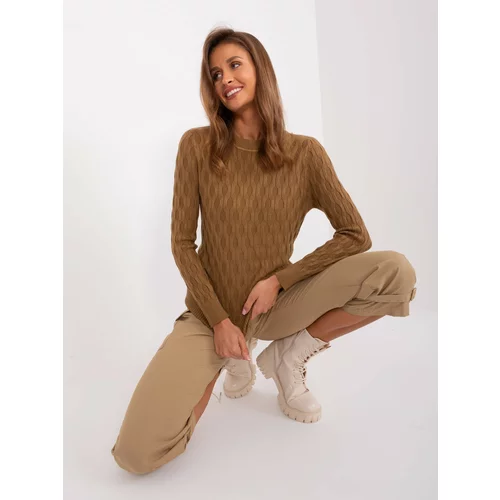 Fashion Hunters Light brown classic sweater with cotton