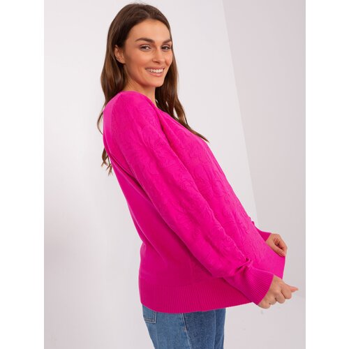 Fashion Hunters Women's fuchsia classic sweater with patterns Cene