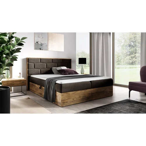 Meble Gruška Boxspring postelja Wood 9 - 180x200 cm - hrast lancelot