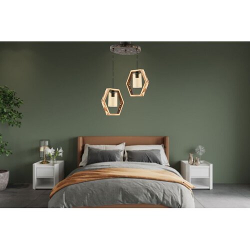 Opviq Hexagon Double G Glass NaturalBlack Chandelier Cene