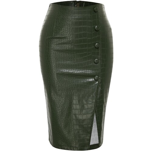 Trendyol Limited Edition Khaki Faux Snakeskin Midi Skirt Cijene