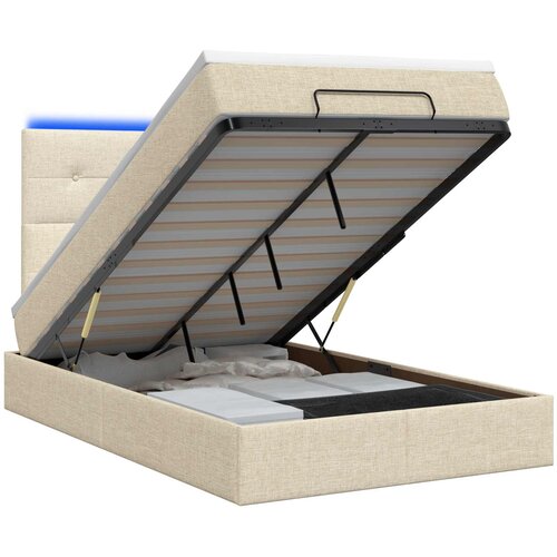  Krevet od pjene s madracem i LED-om Krem 120 x 200 cm Tkanina Slike