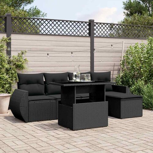  6-dijelni set vrtnih sofa s jastucima crni od poliratana Crna 100 x 55 x 73 cm Cijene