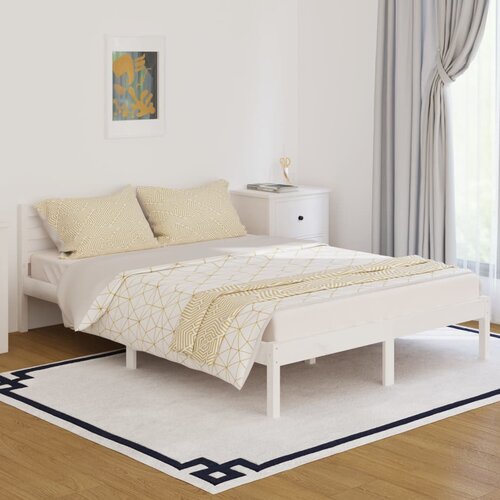 VidaXL posteljni okvir iz trdne borovine 140x200 cm bel Slike