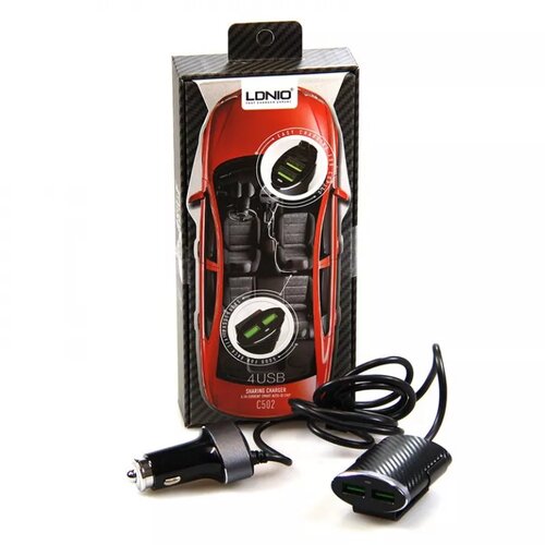 Ldnio USB Car Charger 4 USB Ports 5V/5.1A 25.5W Black C502 auto punjač Cene