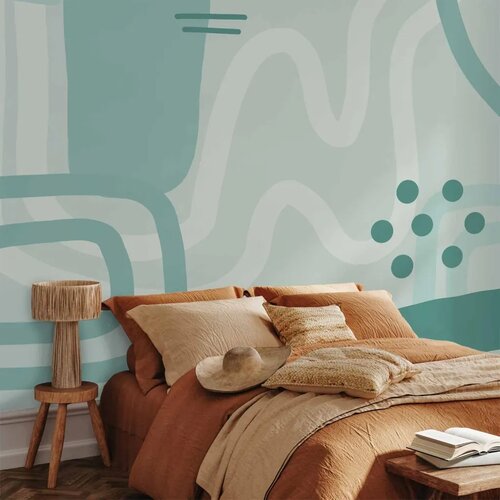  Foto tapeta - Geometric forms and patterns - abstract background with turquoise patterns 200x140 Slike
