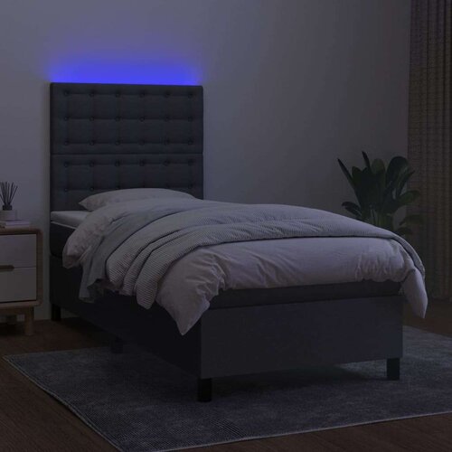 vidaXL Box spring postelja z vzmetnico LED temno siva 100x200 cm blago Cene