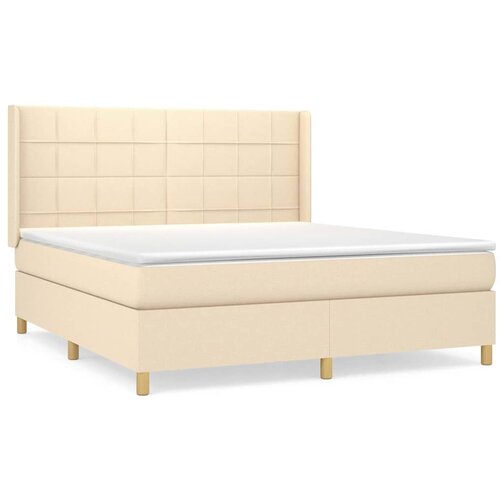  Krevet s oprugama i madracem krem 160x200 cm od tkanine Slike