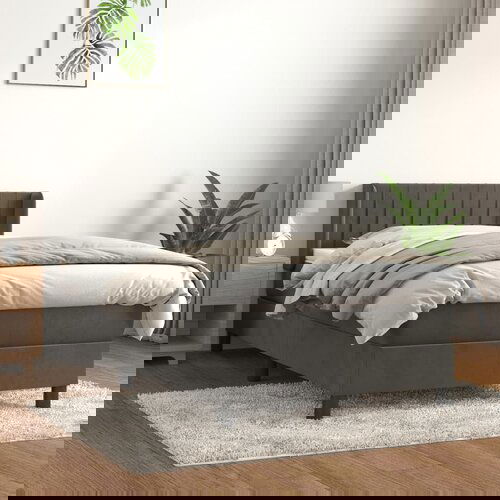 The Living Store Box spring postelja z vzmetnico temno siv 90x190 cm žamet - Box Spring Postelja, (21490277) Cene