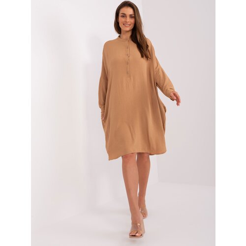 Fashion Hunters Camel oversize midi dress Slike