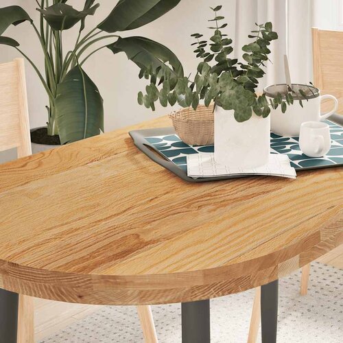 VidaXL Stolna ploča svjetlosmeđa 120x60x4 cm ovalna masivna hrastovina Slike