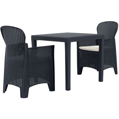 Bistro 3-dijelni bistro set od plastike s izgledom ratana antracit Cene