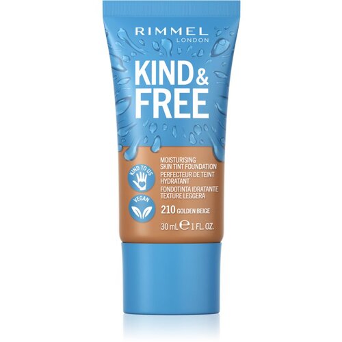 Rimmel London Kind &amp;amp; Free Moisturising Skin Tint Foundation vlažilni puder 30 ml odtenek 210 Golden Beige Slike