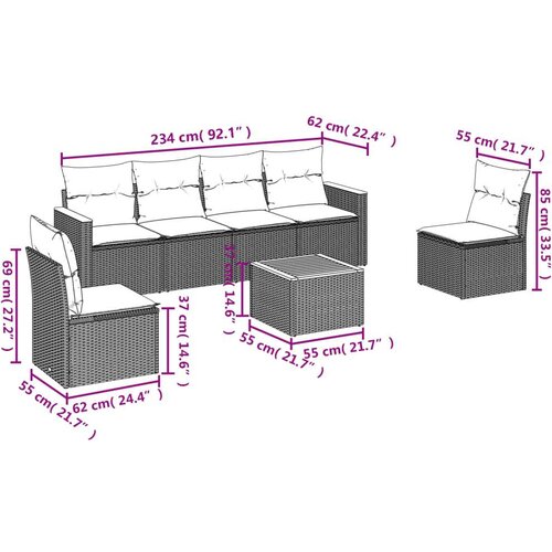 vidaXL 7-dijelni set vrtnih sofa sivi od poliratana Cijene