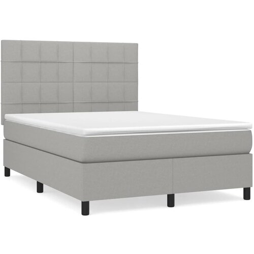 VidaXL Box spring postelja z vzmetnico svetlo siva 140x200 cm blago, (20898804) Slike