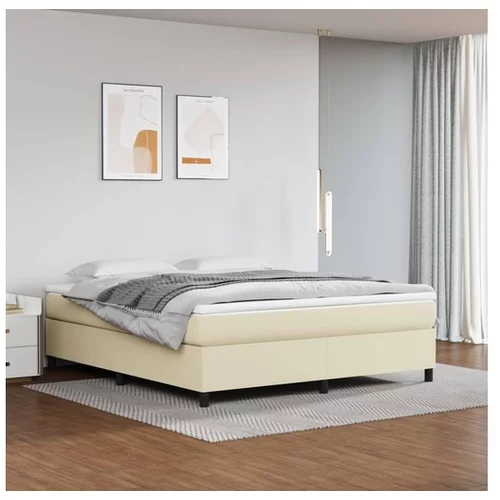  Box spring posteljni okvir krem 180x200 cm umetno usnje