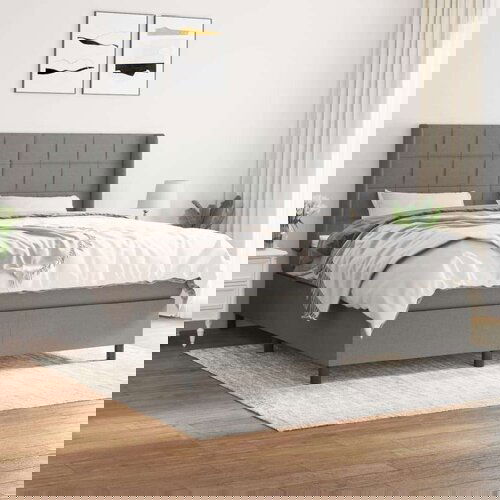  Box spring postelja z vzmetnico temno siva 180x200 cm blago, (20790901) Slike