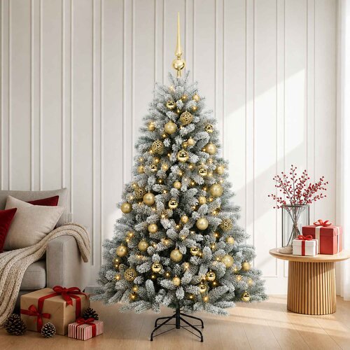  Umjetno božićno drvce s kuglicama 120 cm 150 LED lampica Slike